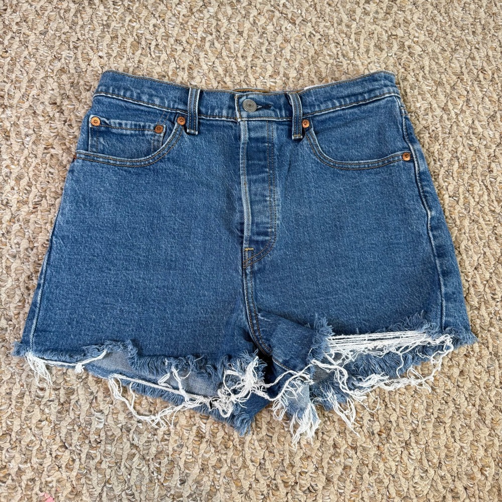 Levi's Blue Denim Jean Shorts - Picture 2 of 9